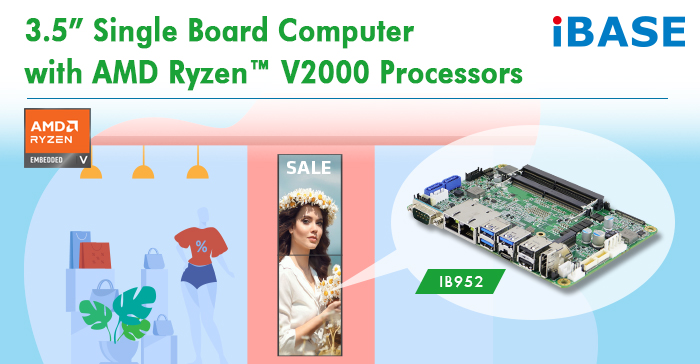 IB952 3.5” Single Board Computer with AMD Ryzen™ V2000 Processors